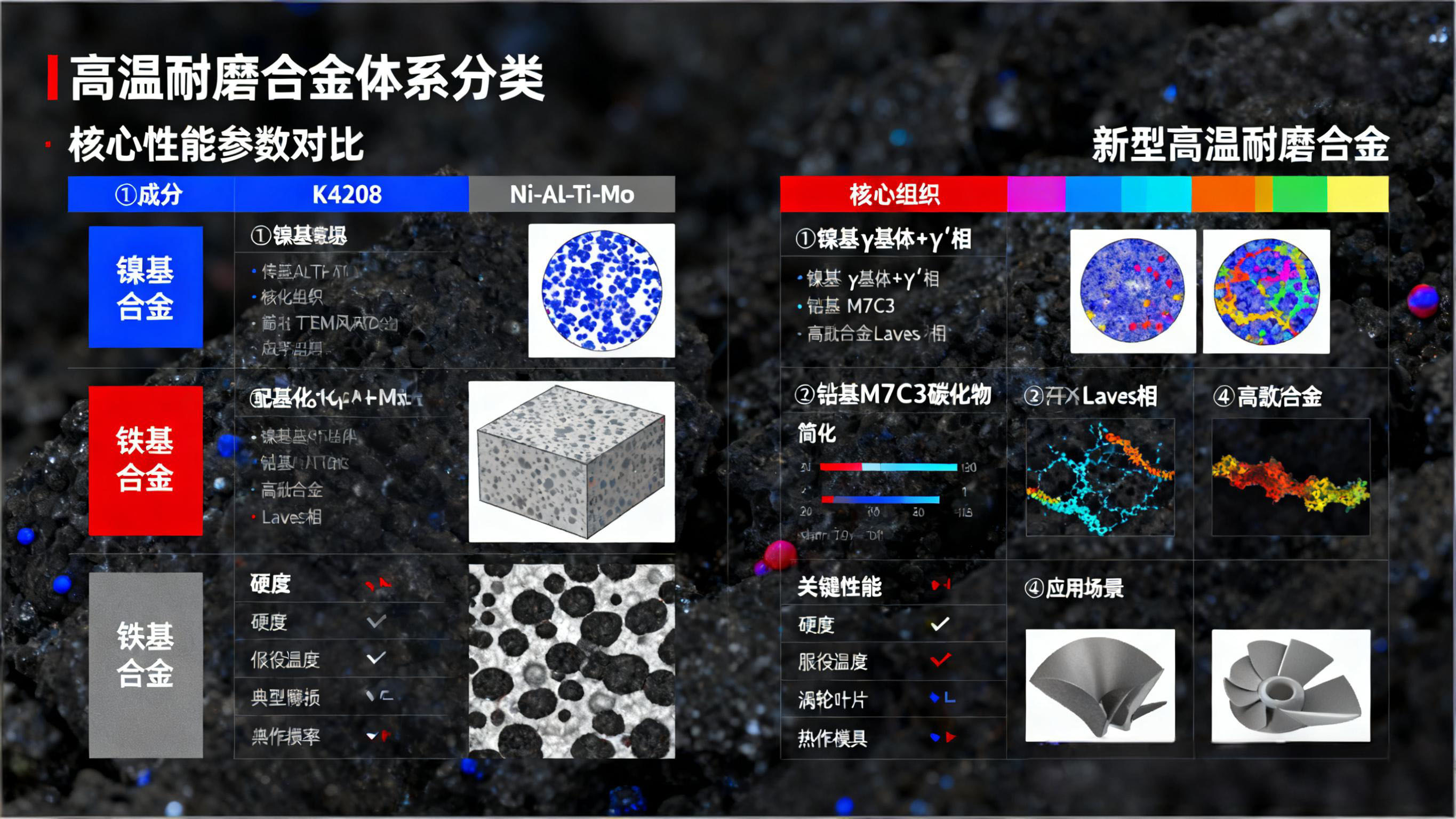 高温耐磨合金制备手艺的性能导向选择：真空电弧熔炼vs真空感应熔炼vs电子束熔炼，，，，，，粉末冶金热等静压vs热压烧结，，，，，，外貌手艺激光熔覆vs堆焊，，，，，，团结合金元素的作用，，，，，，建设“工艺-组织-耐磨性能”的定量关联